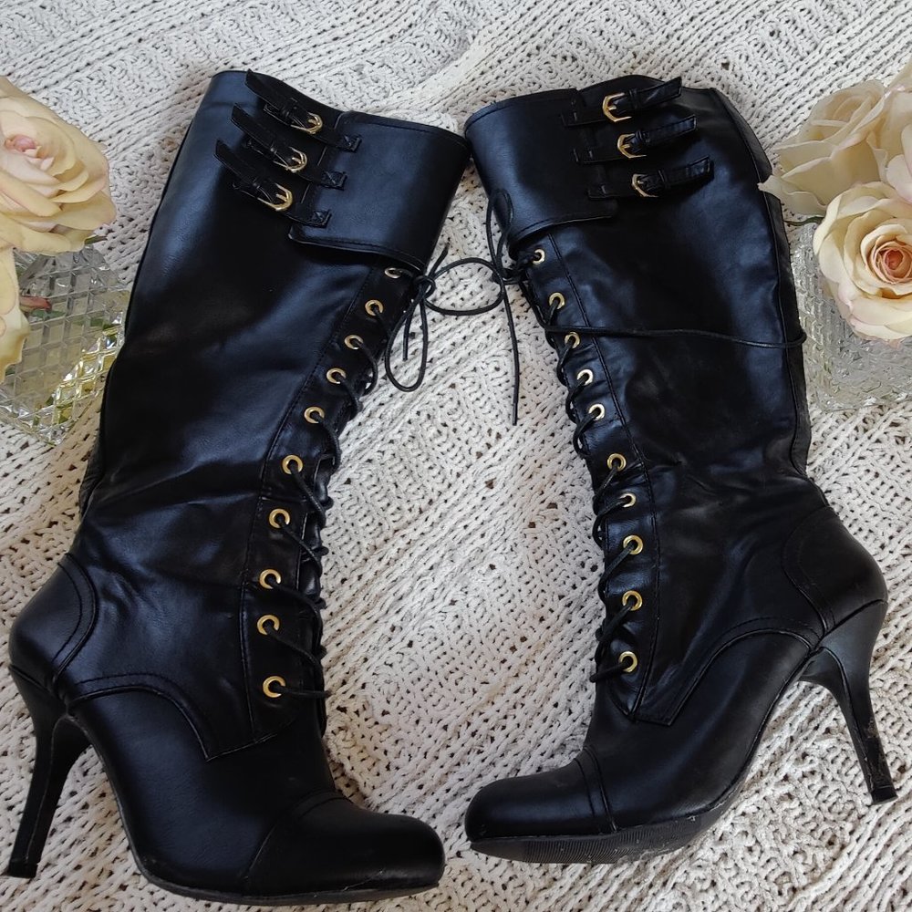 XOXO Faux Leather Lace Up Boots